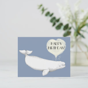 Elegant Beluga Whale Illustratie Happy Birthday Briefkaart