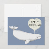 Elegant Beluga Whale Illustratie Happy Birthday Briefkaart (Voorkant / Achterkant)