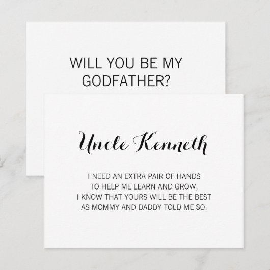 Elegant, ben jij mijn godvaders voorstel kaart (Voorkant / Achterkant)