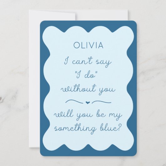 Elegant, ben jij mijn iets blauw? bruidsmeisje notitiekaartje (Voorkant)