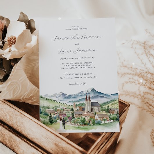Elegant Bergdorp Stad | Trouwen Kaart