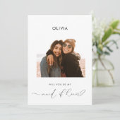 Elegant Bericht Budget Be My Maid of Honor Kaart (Staand voorkant)
