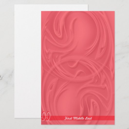 Elegant beroertes over rood Abstract gepersonalise Briefpapier (Voorkant / Achterkant)