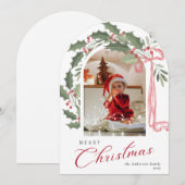 Elegant Berries Arch Photo Christmas Holiday Card Kaart (Voorkant / Achterkant)