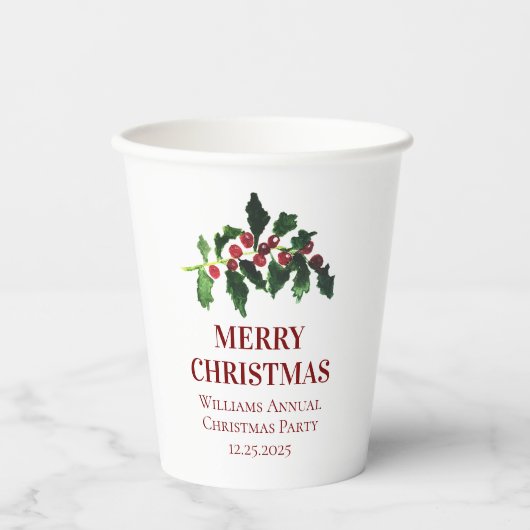 Elegant Berries Christmas Botanical Simple Papieren Bekers (Voorkant)