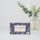 Elegant Berries & Feathers Boho Visitekaartje (Staand voorkant)
