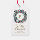 Elegant  Berries met goudmonogram Cadeaulabel (Voorkant)