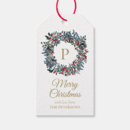 Elegant  Berries met goudmonogram Cadeaulabel