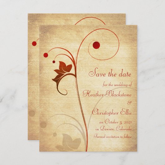 Elegant Berries Vine Wedding Save the Date (Voorkant / Achterkant)