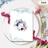 Elegant Berry Blue Floral en Waterverf Wedding Kaart