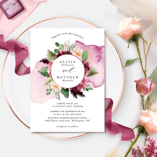 Elegant Berry Blush en Burgundy Floral Wedding in Kaart