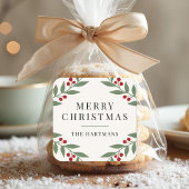 Elegant Berry Botanical Christmas Holiday Vierkante Sticker