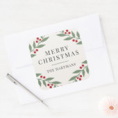 Elegant Berry Botanical Christmas Holiday Vierkante Sticker (Envelop)