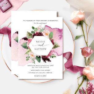 Elegant Berry Burgundy en Blush Floral Wedding Kaart