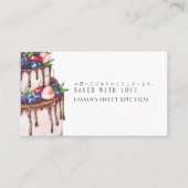 Elegant Berry Chocolate Cake Bakery Loyalty Reward Visitekaartje (Voorkant)
