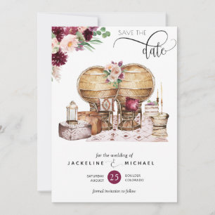 Elegant Berry en Blush Boho Wedding Save the Date