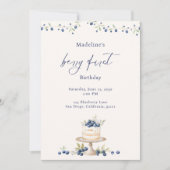 Elegant Berry First Blueberry Birthday Cake Kaart (Voorkant)