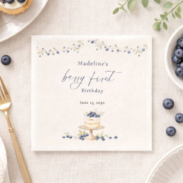 Elegant Berry First Blueberry Birthday Party Servet