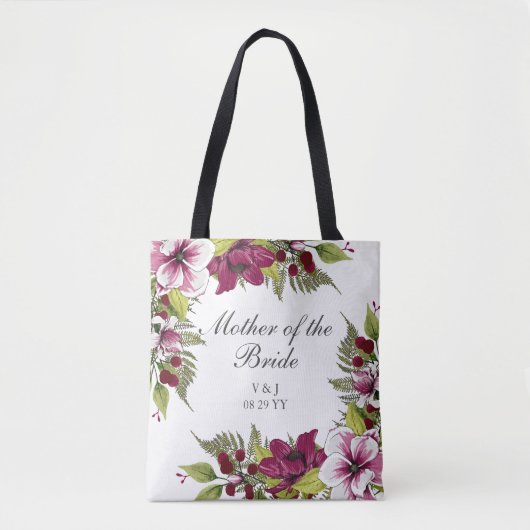 Elegant Berry Florals Moeder van het bruidshuwelij Tote Bag (Voorkant)