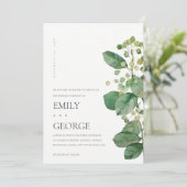 ELEGANT BERRY LEAF FOLIAGE GREENERY WEDDING INVITE BEDANKKAART (Staand voorkant)