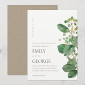 ELEGANT BERRY LEAF FOLIAGE GREENERY WEDDING INVITE BEDANKKAART (Voorkant / Achterkant)