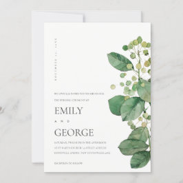 ELEGANT BERRY LEAF FOLIAGE GREENERY WEDDING INVITE BEDANKKAART