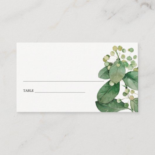 ELEGANT BERRY LEAFY FOLIAGE GREENERY PLACE CARDS VISITEKAARTJE (Voorkant)