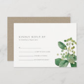 ELEGANT BERRY LEAFY FOLIAGE GREENERY WEDDING RSVP INFORMATIEKAARTJE (Voorkant / Achterkant)