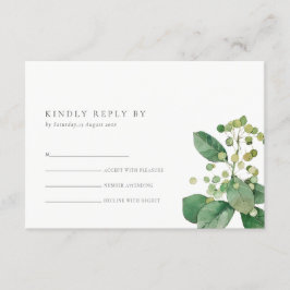 ELEGANT BERRY LEAFY FOLIAGE GREENERY WEDDING RSVP INFORMATIEKAARTJE