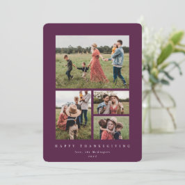 Elegant Berry Red Lijst 4 Photo Happy Thanksgiving Feestdagenkaart