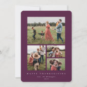 Elegant Berry Red Lijst 4 Photo Happy Thanksgiving Feestdagenkaart (Voorkant)
