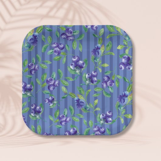 Elegant Berry Sweet Blueberries Baby shower Papieren Bordje