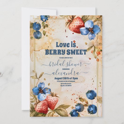 Elegant Berry Sweet Strawberry Vrijgezellenfeest Kaart (Voorkant)
