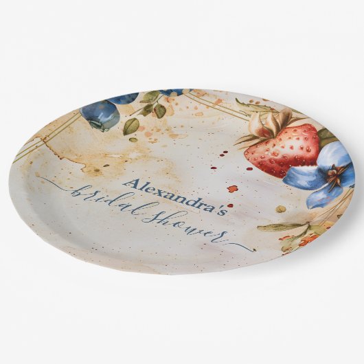 Elegant Berry Sweet Strawberry Vrijgezellenfeest Papieren Bordje (Gekanteld)