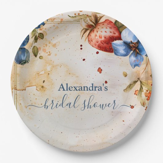 Elegant Berry Sweet Strawberry Vrijgezellenfeest Papieren Bordje (Voorkant)