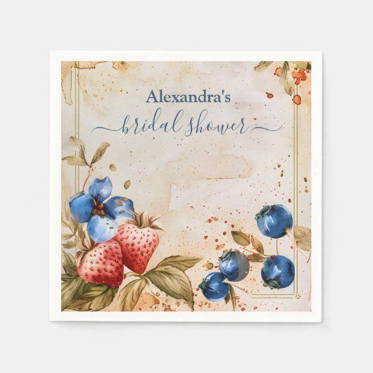 Elegant Berry Sweet Strawberry Vrijgezellenfeest Servet (Voorkant)