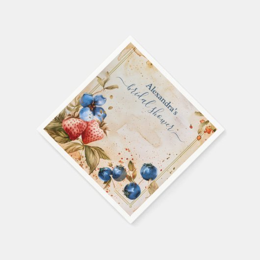 Elegant Berry Sweet Strawberry Vrijgezellenfeest Servet (Hoek)