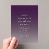 Elegant Berry Violet Gradient Acrylic Wedding Acryl Uitnodigingen (Insitu (Draagbaar))