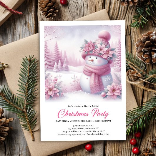 Elegant Besneeuwd Bos Kinderen Bewerkbare Kerst  Kaart
