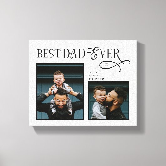 Elegant Best Dad Ever 2 Photos Fathers Day Gifts Canvas Afdruk (Voorkant)