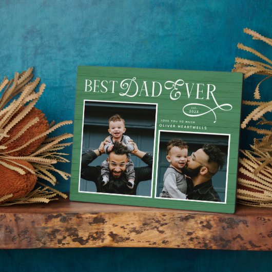 Elegant Best Dad Ever Photo Green Fotoplaat (Zijkant)