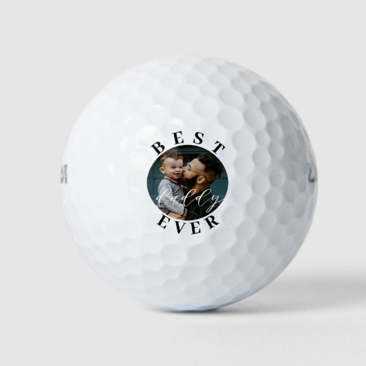 Elegant Best Daddy Ever Script Vaderdag Foto Golfballen (Voorkant)