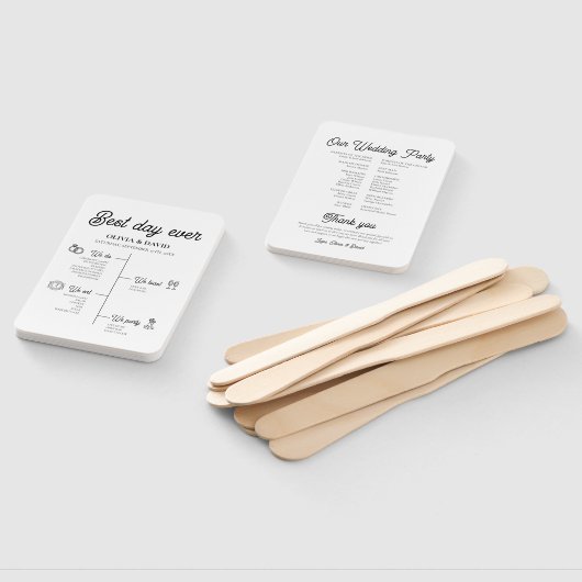 Elegant Best Day Ever Huwelijks Tijdschema Program Handwaaier (Niet-gemonteerd)