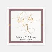 Elegant Best Day Ever Mauve Roze & Gouden Streep Servet (Voorkant)