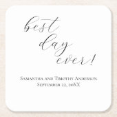 Elegant Best Day Ever Script Weddenschap Kartonnen Onderzetters (Voorkant)