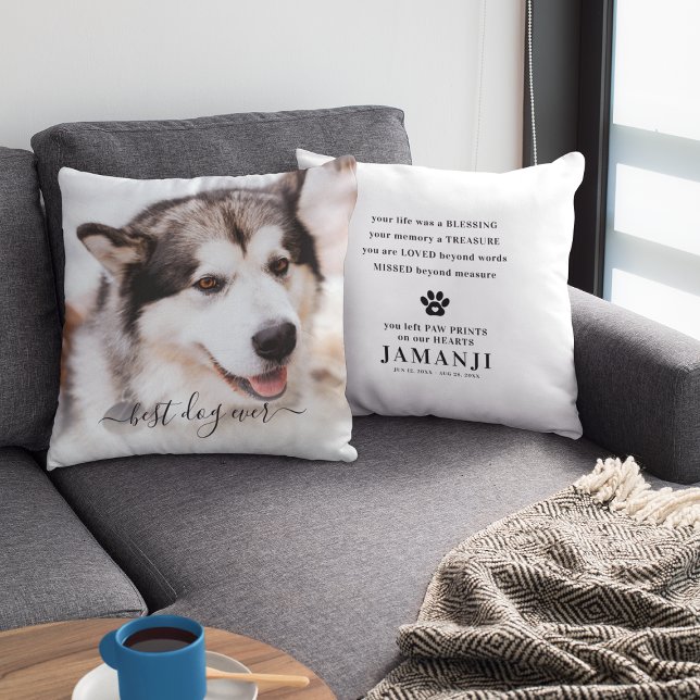 Elegant Best Dog Ever Photo & Quote Pet Memorial Kussen (Creator heeft geüpload)