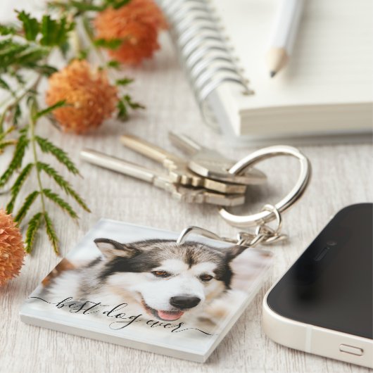 Elegant Best Dog Ever Photo & Quote Pet Memorial Sleutelhanger (Voorkant Rechts)