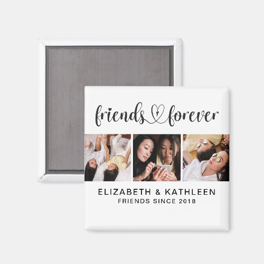 Elegant Best Friends Script Photo Collage Magneet (Voorkant / Achterkant)