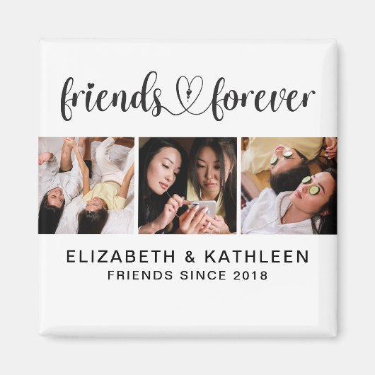 Elegant Best Friends Script Photo Collage Magneet (Voorkant)