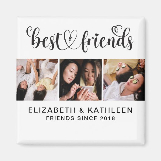 Elegant Best Friends Script Photo Collage Magnet (Voorkant)